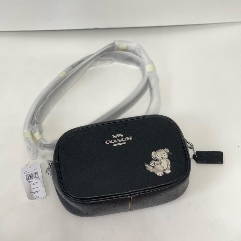 Coach Jamie Camera Bag With Happy Dog In Silver & Black Multi Color- New W/ Tag - Picture 4 of 16